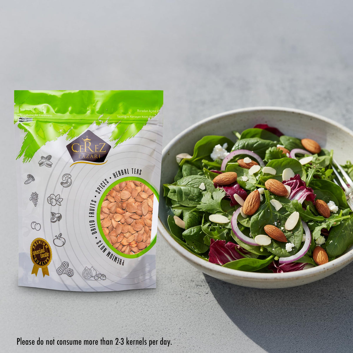 Çerez Pazarı bitter apricot seeds in trail mix for on-the-go snacking