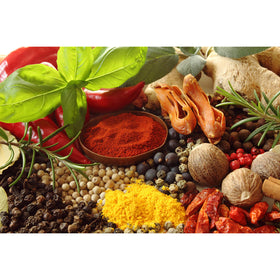 Cerez Pazari cayenne pepper powder dust on dish adding color and heat.