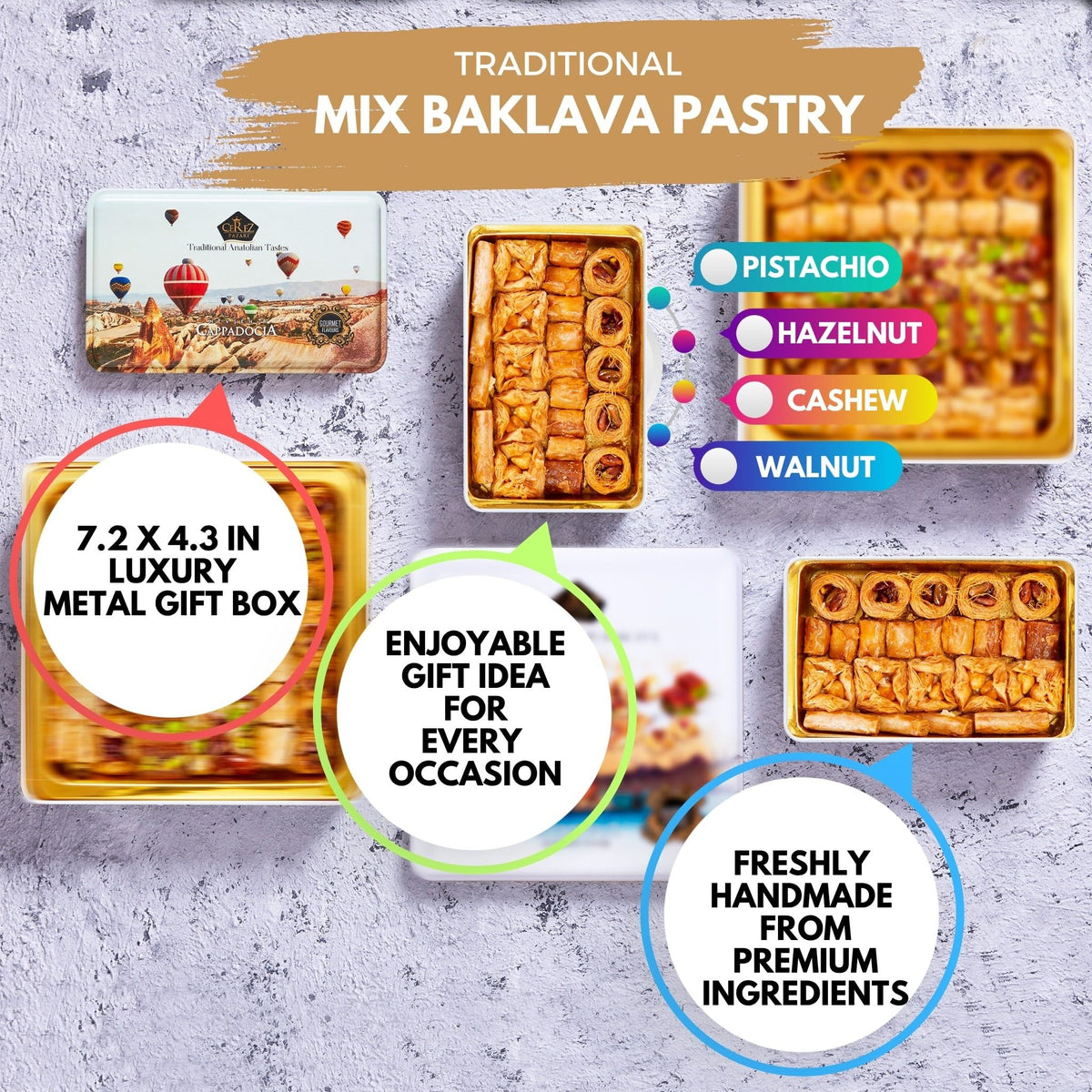 Cerez Pazari kadaifi with pistachio, premium crunch and aroma.