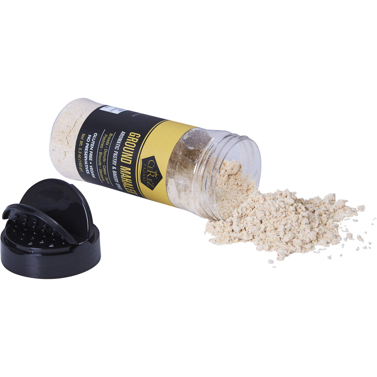 Close-up of mahaleb powder showing premium natural flavor.