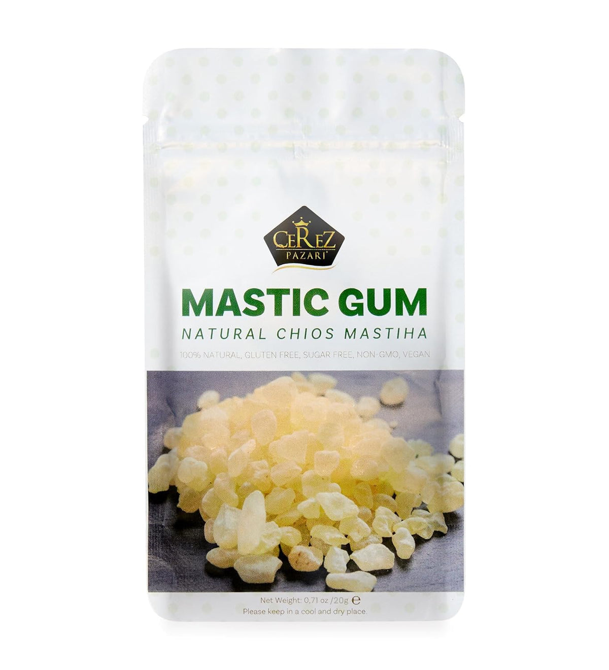 Çerez Pazarı Mastiha gum teardrop crystals offer traditional Greek flavor.