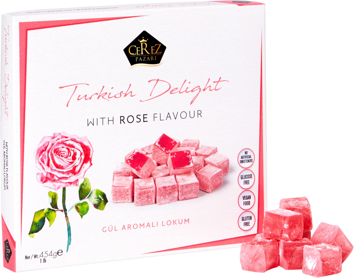 Cerez Pazari 454g box of rose Turkish Delight for sharing with guests