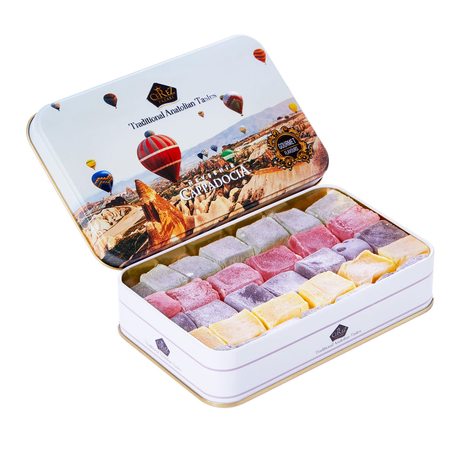 Çerez Pazarı Turkish Delight Gift Box with five flavors for elegant gifting.