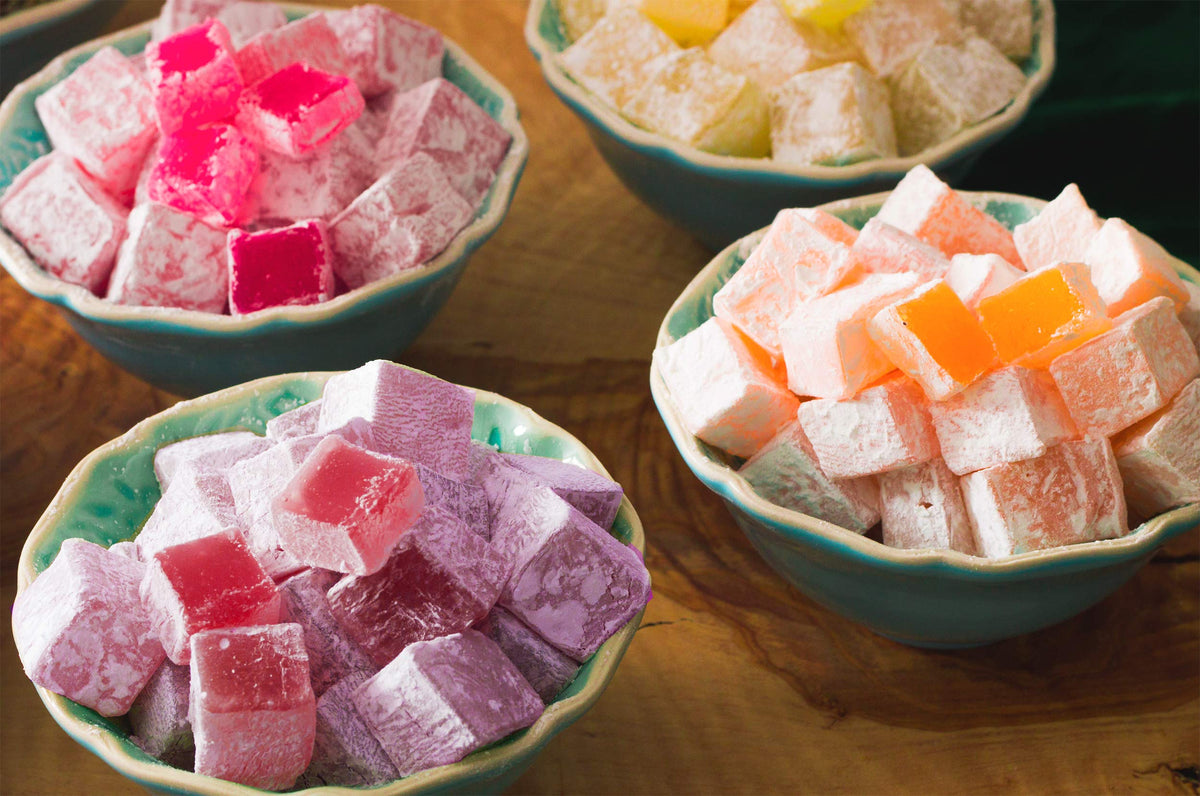 Çerez Pazarı melon flavor Turkish Delight arranged in ribbons, perfect party snacks