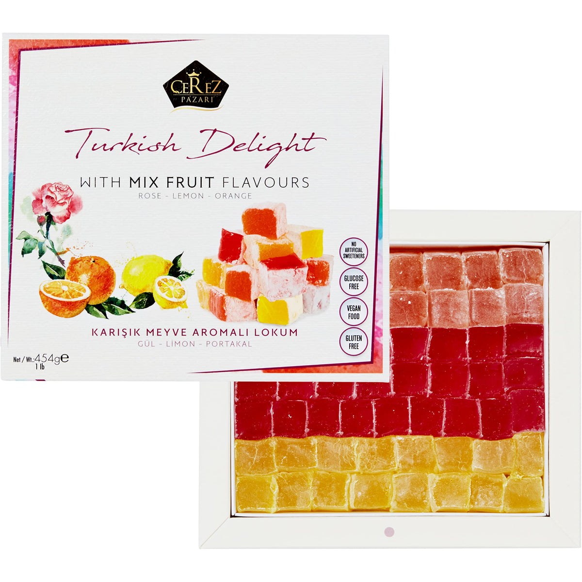 Çerez Pazarı Turkish Delight Orange flavor, juicy citrus notes ideal as a dessert snack.