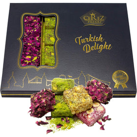 Cerez Pazari Turkish Delight with pistachio and hazelnut texture in each bite.