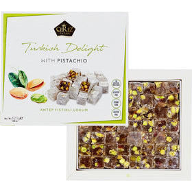Çerez Pazarı Turkish Delight pistachio inside view shows soft, chewy texture.