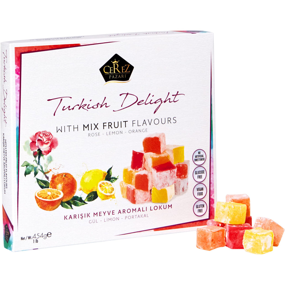 Çerez Pazarı Turkish Delight Rose flavor, soft, aromatic bite perfect with tea.