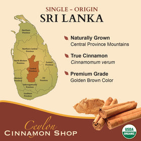 Ceylon Cinnamon Shop non-irradiated cinnamon powder manufactured in USA.