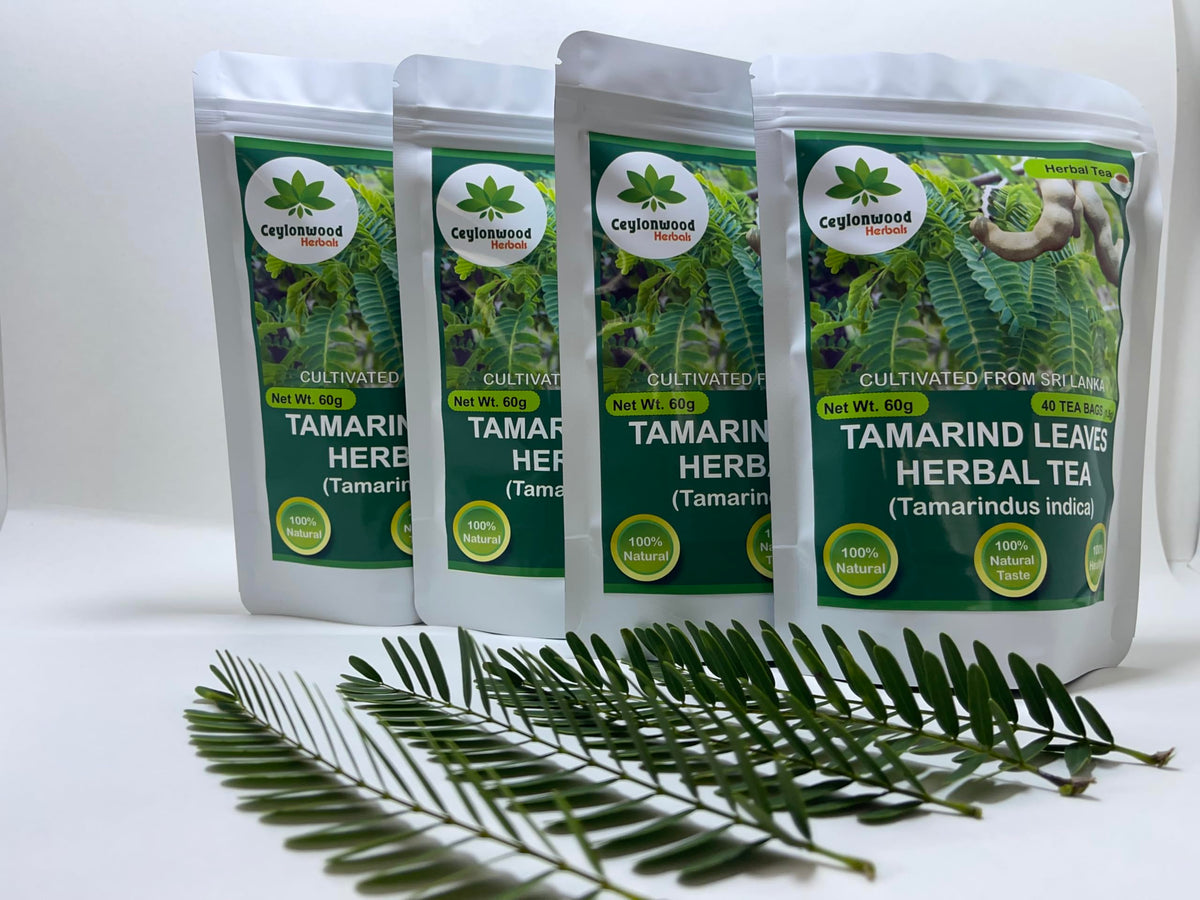 Ceylonwood Herbals tamarind tea bags brewing into a warm cup