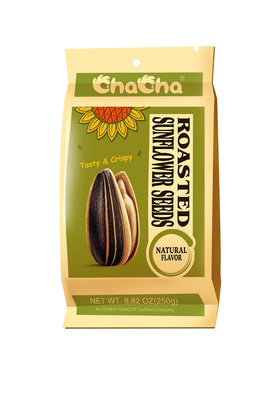 ChaCha sunflower seeds with large plump kernels, ready to snack.