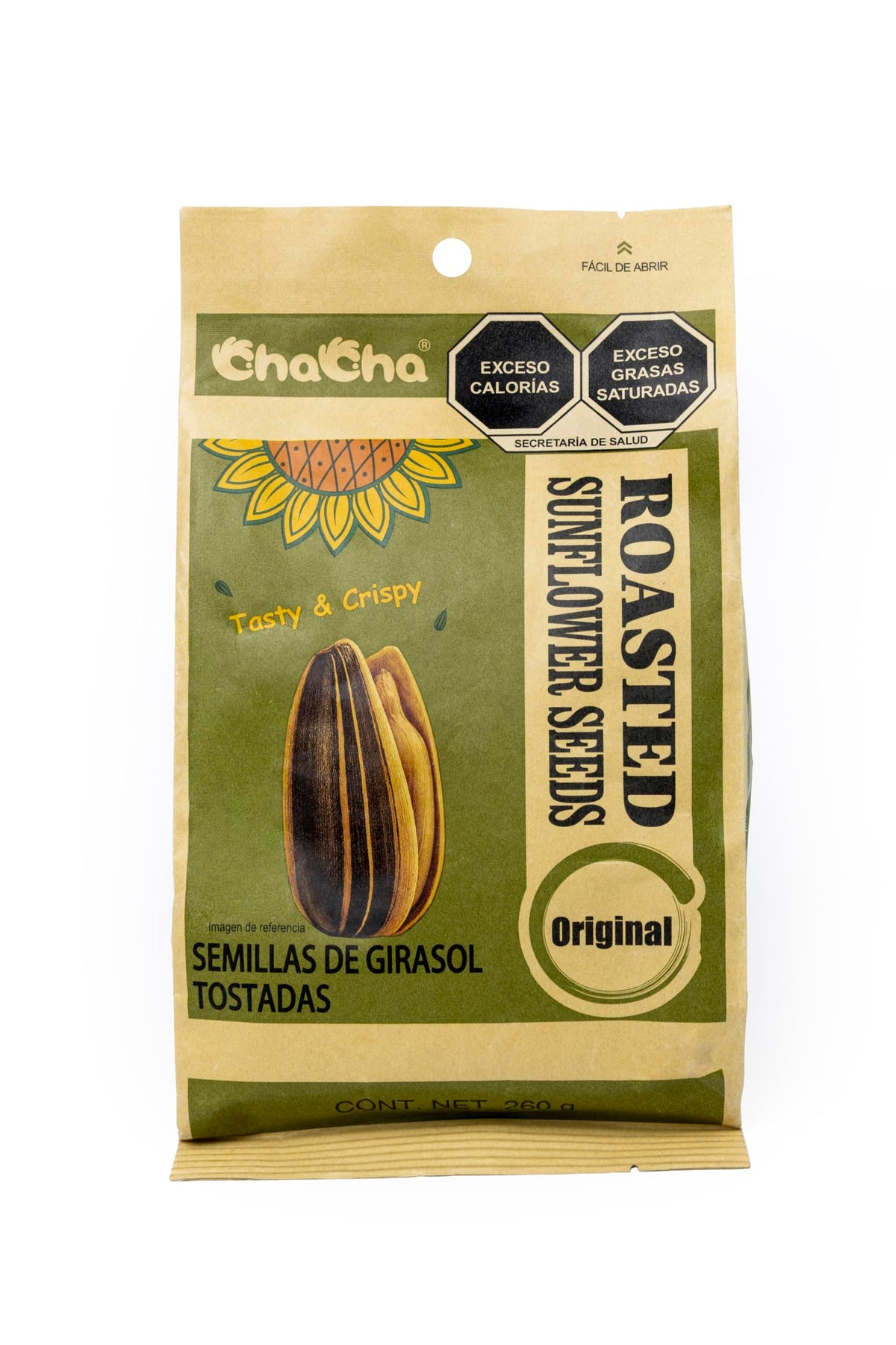 ChaCha Natural Roasted seeds back view highlights easy storage and freshness