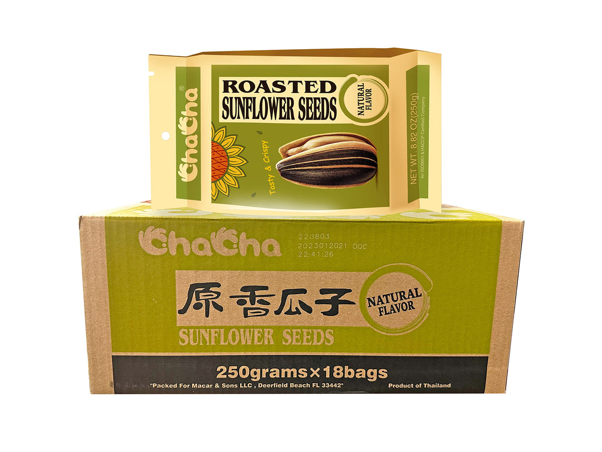 ChaCha roasted and salted sunflower seeds showcase an aromatic finish.