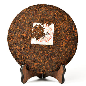 ChaWuWarmSun JinYaGongTing tea cake packaging, authentic YunNan shu pu’er experience.