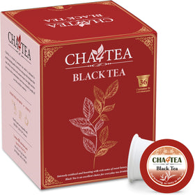 Cha4TEA 36-count black tea pods ready for quick, convenient mornings.