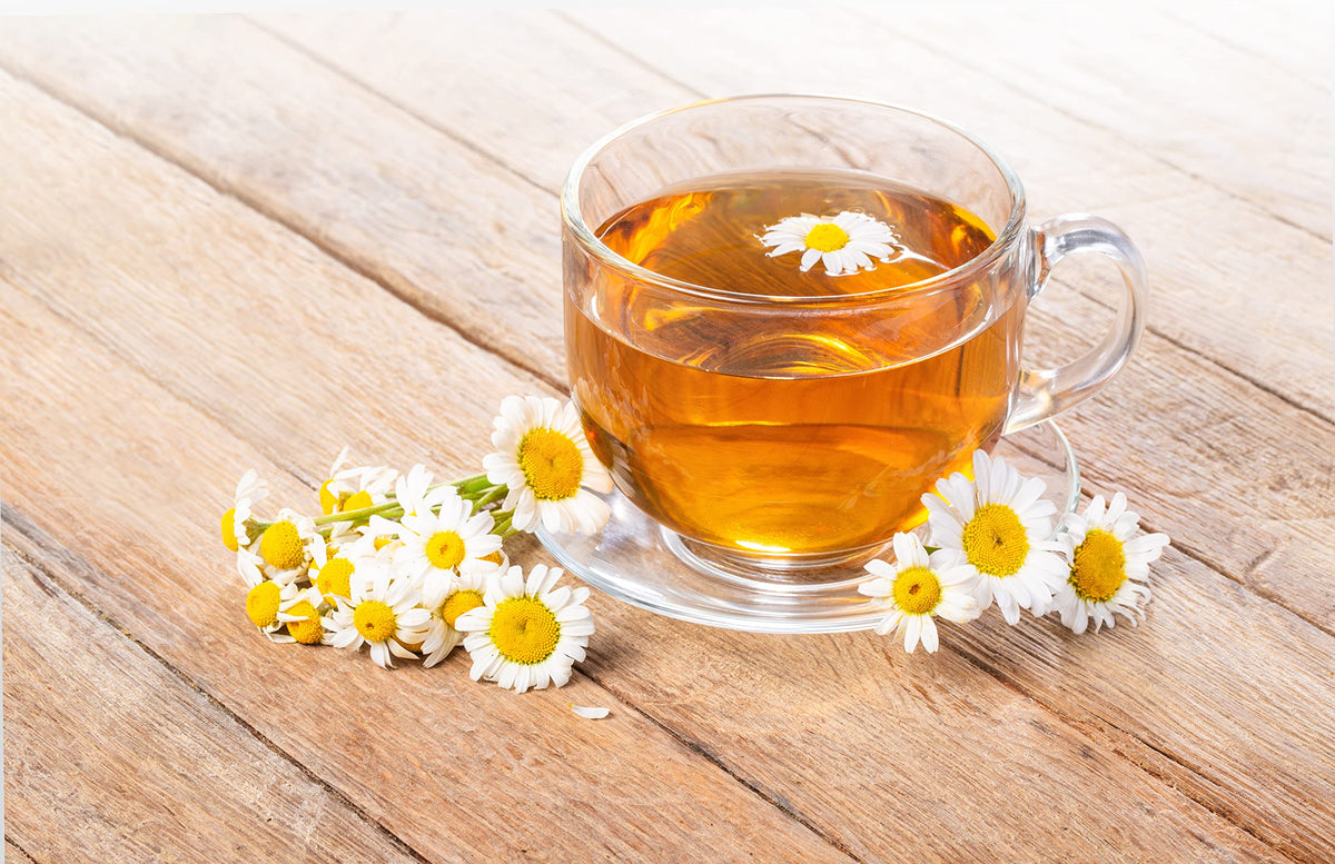 Cha4TEA brewed cup with steam illustrates a soothing nighttime ritual.