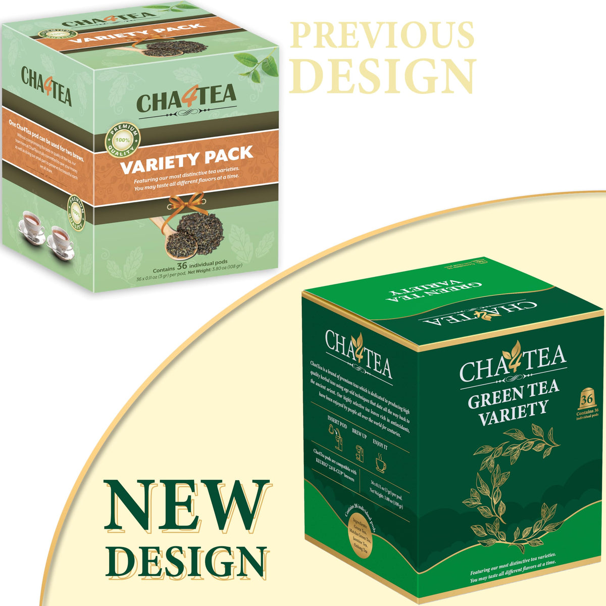 Cha4TEA green tea K-Cup pod ready for a refreshing infusion.