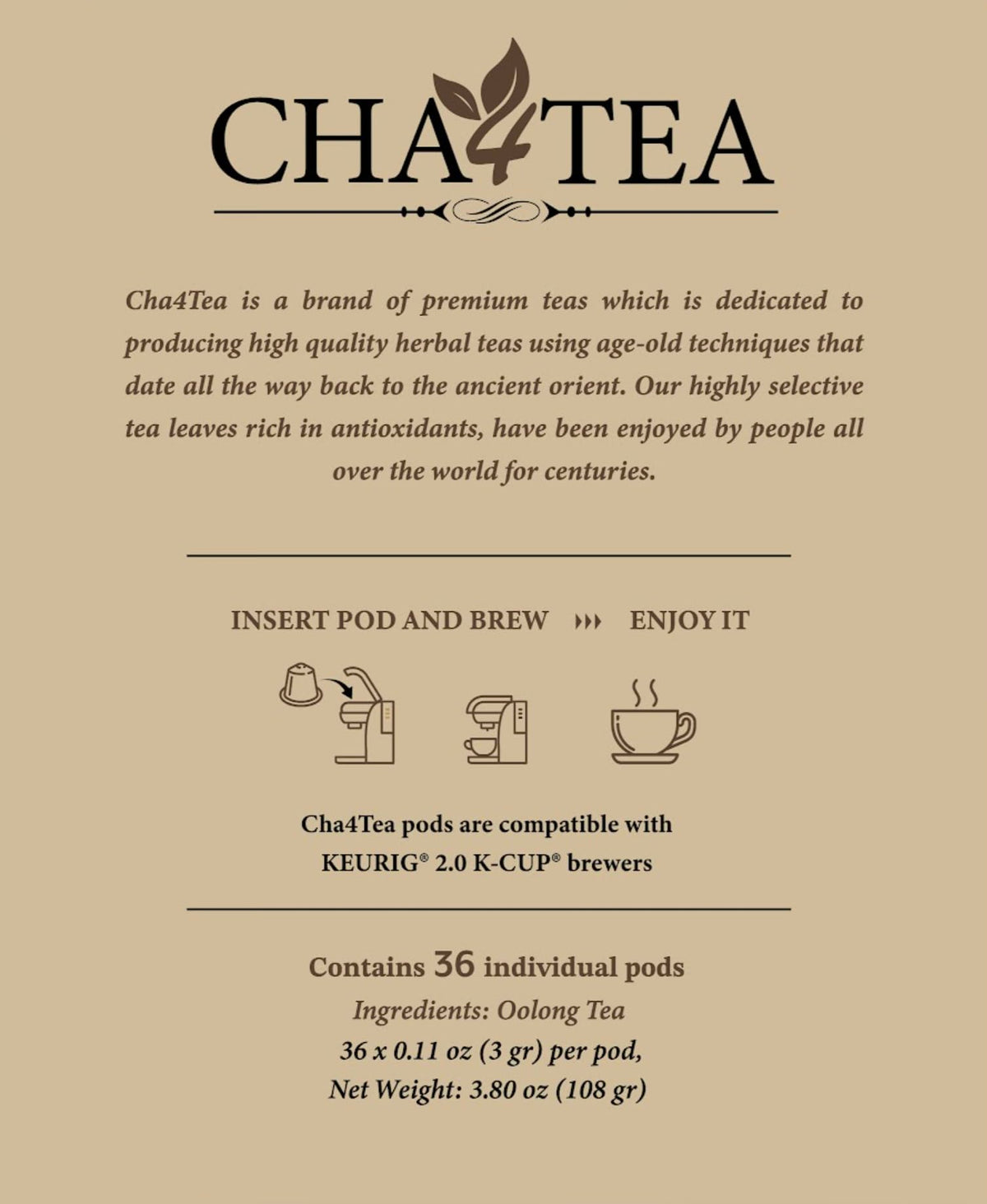 Cha4TEA iced tea pour over ice for refreshing 12oz serving.