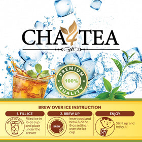 Cha4TEA pods compatible with Keurig 2.0 for quick iced tea.
