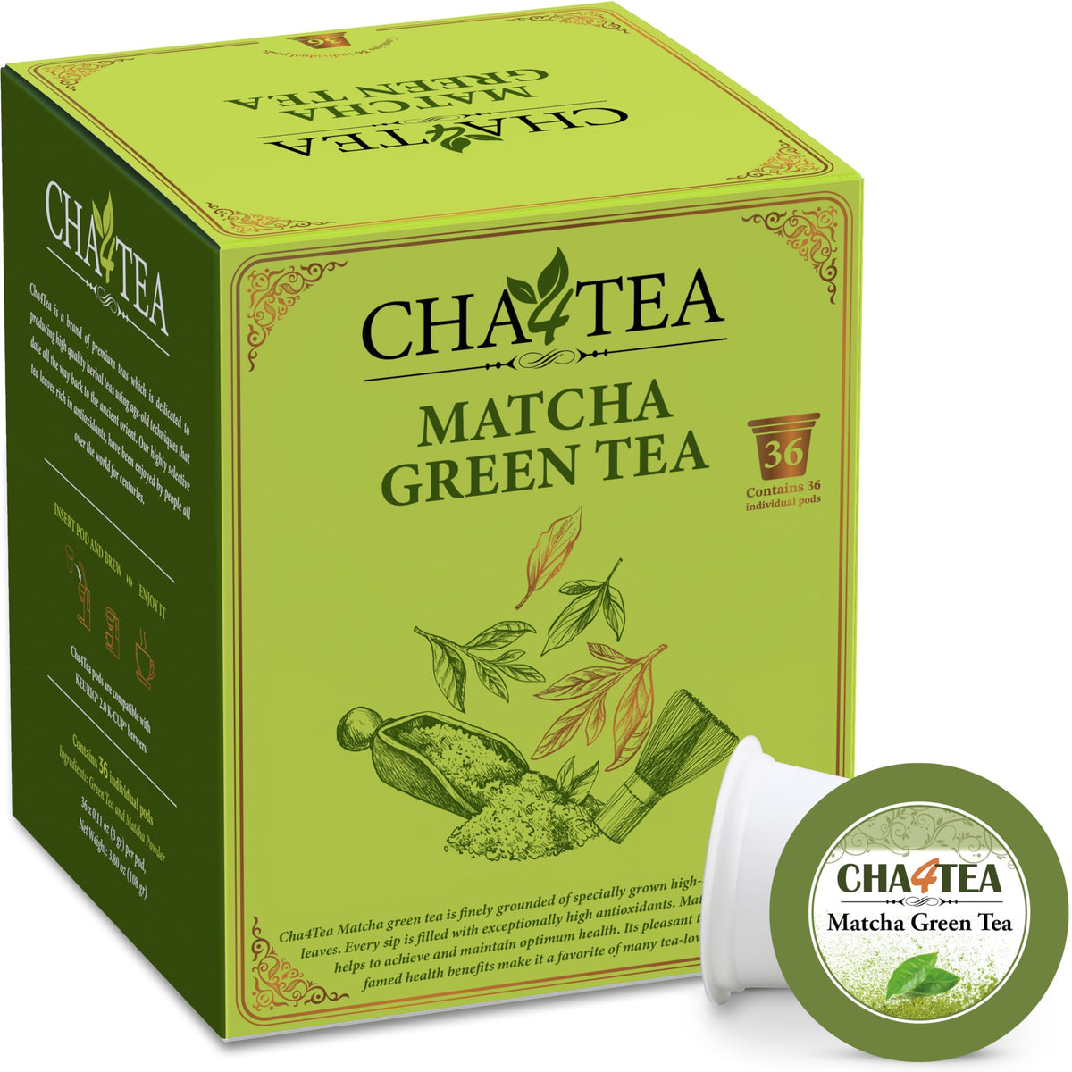 Cha4TEA matcha green tea pods deliver a quick, flavorful cup