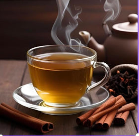 Cha4TEA cup with steam showing morning warmth and cozy ritual