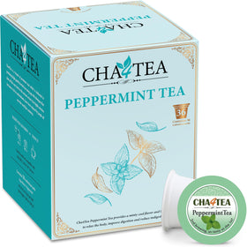 Cha4TEA peppermint pods in a 36-count box for convenient brewing at home