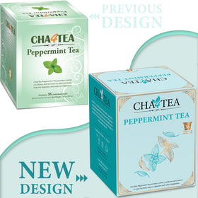 Cha4TEA peppermint pods beside a Keurig for quick single-serve brewing