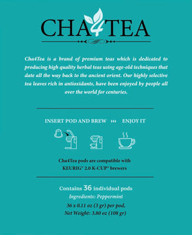 Cha4TEA peppermint pods sealed for freshness and aroma