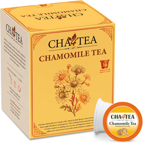 Cha4TEA pure chamomile pods in a box for Keurig brewers, ideal for a caffeine-free evening routine.