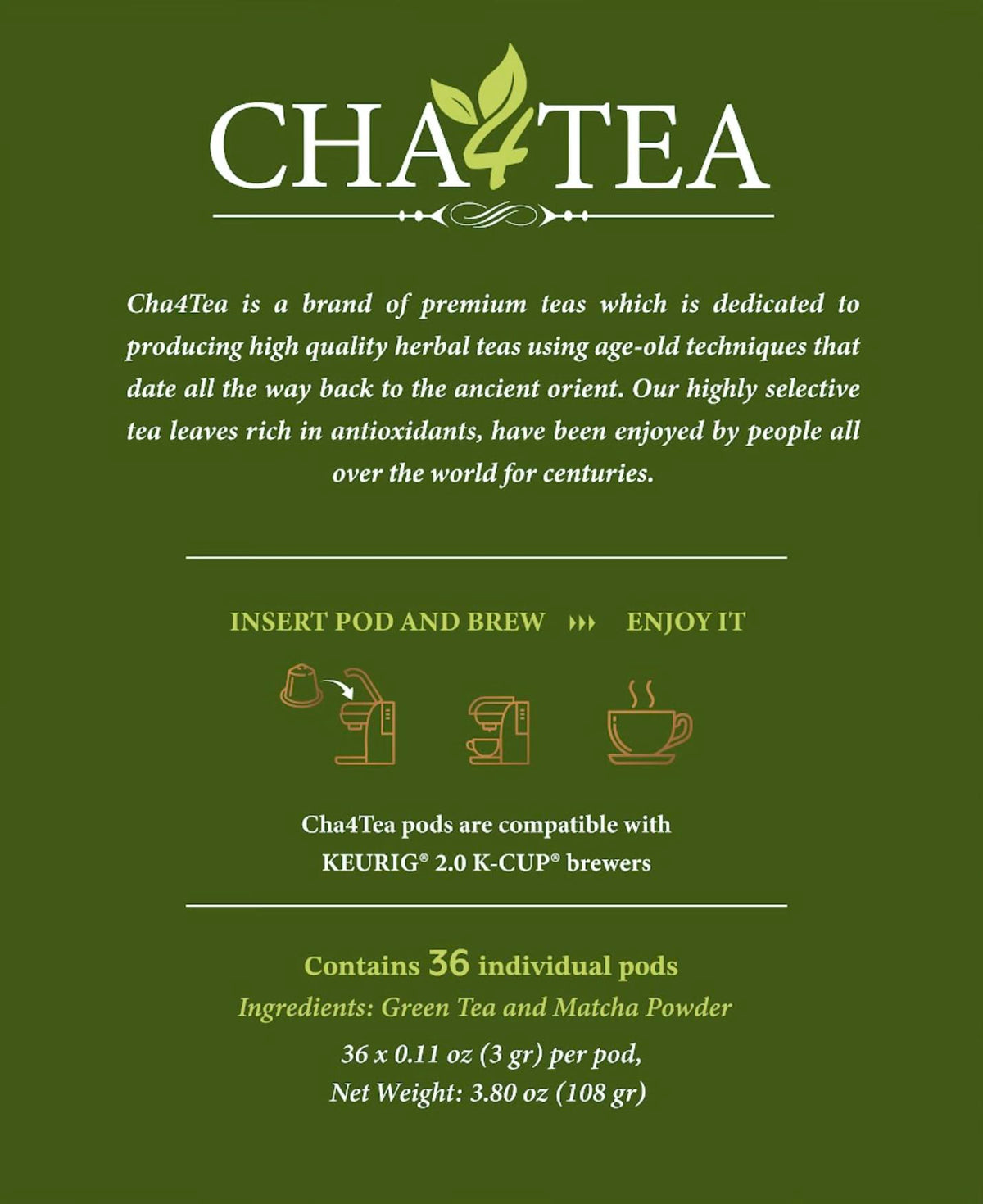 Cha4TEA single-serve format ensures consistent freshness