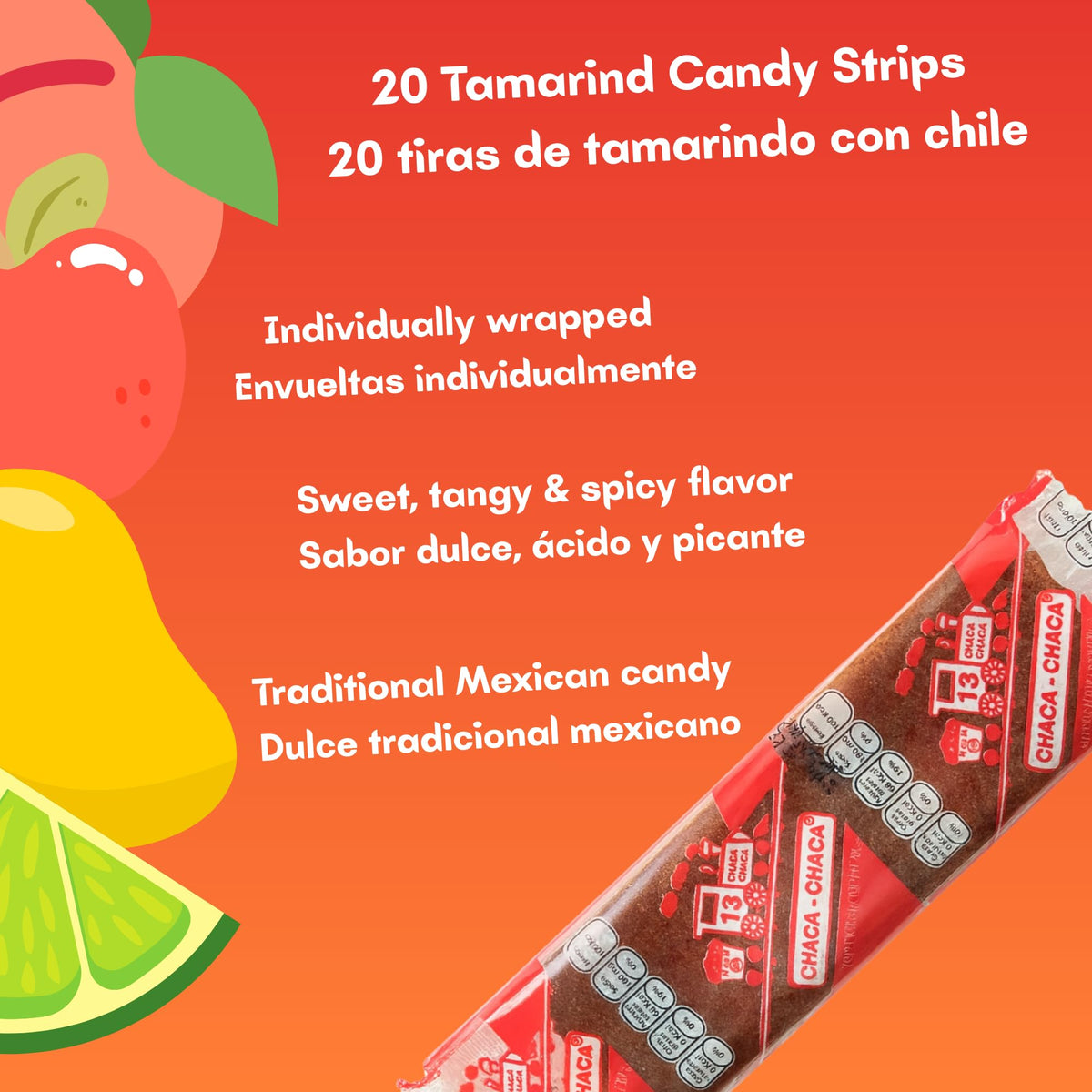 Chaca-Chaca Tamarindo Straws side view—compact, shareable Mexican candy moments.