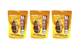 ChaCha roasted sunflower seeds caramel flavor three-pack front view for on-the-go snacking