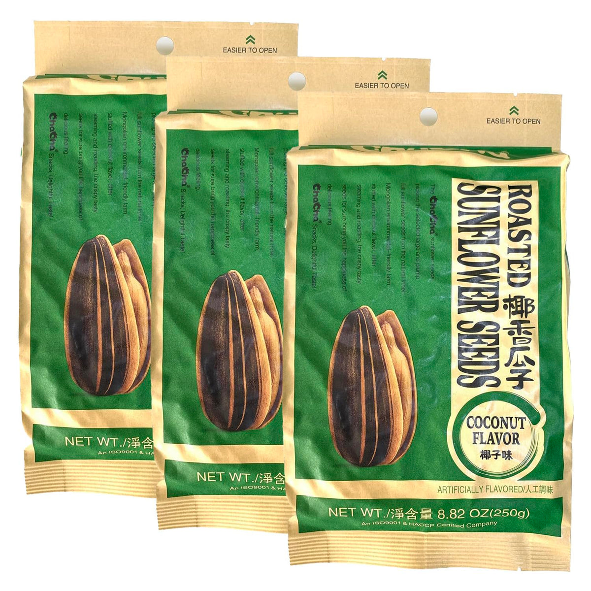 ChaCha coconut-flavored roasted sunflower seeds for on-the-go snacking