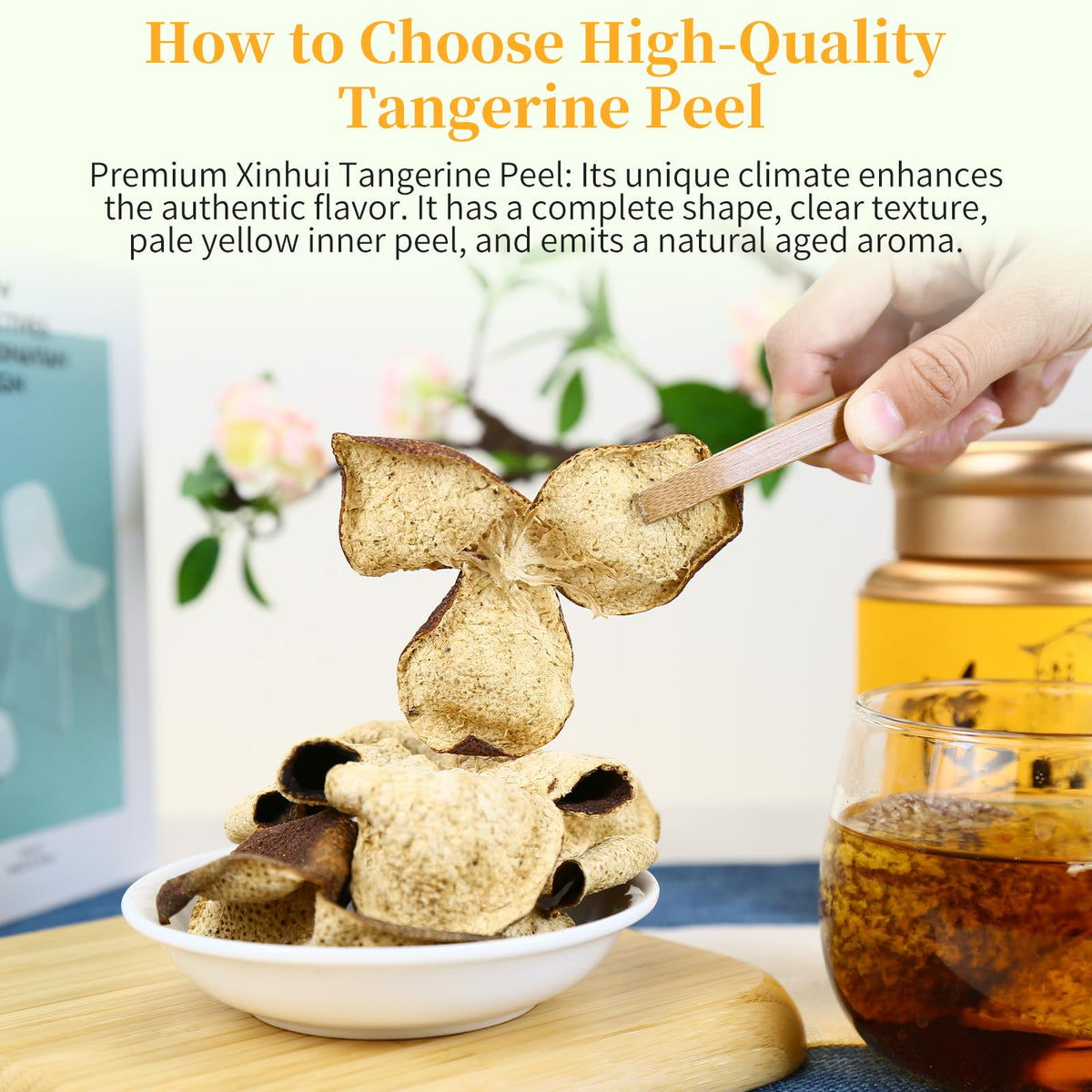 CHADUO Dried Tangerine Peel Tea with honey and ginger for soothing beverage