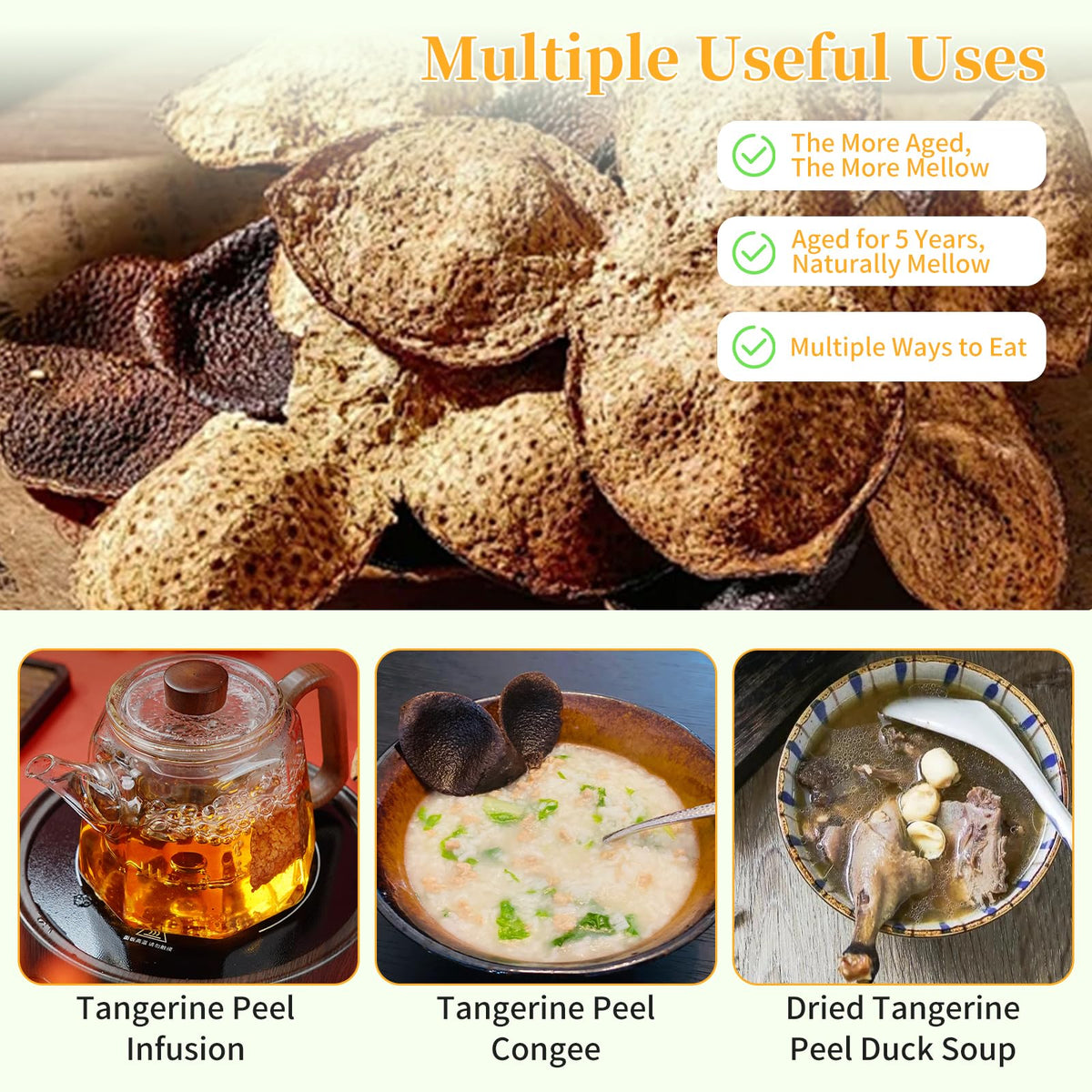CHADUO Dried Tangerine Peel Tea used in cooking for added depth to meals
