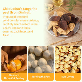 CHADUO Dried Tangerine Peel Tea sun-drying process illustrating traditional craft