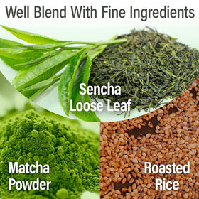 Chaganju Genmaicha sencha green tea leaves provide a classic base.