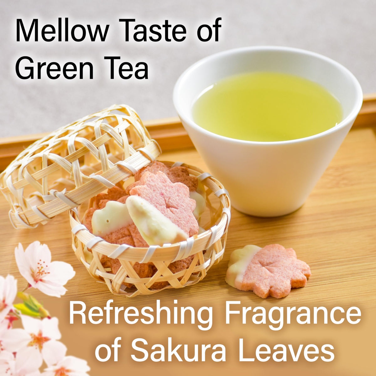 Chaganju sakura-petal-closeup highlights blossoms and the delicate tea leaves
