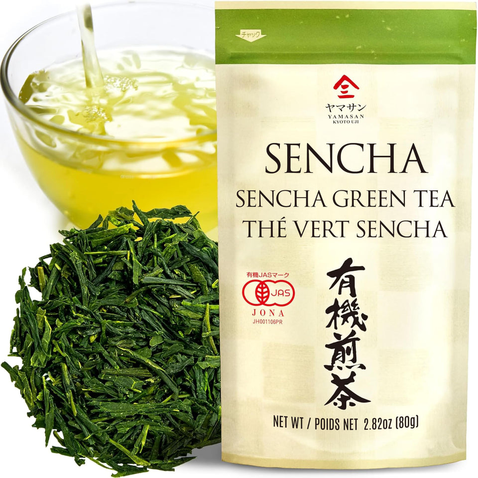 Chaganju Sencha green tea loose leaf pack: premium organic quality for daily refreshment.