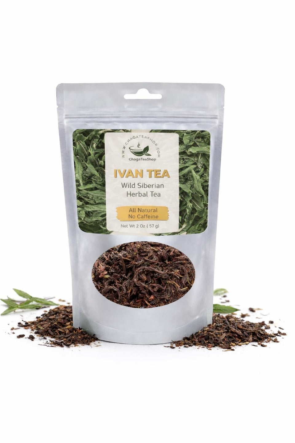 ChagaTeaShop Ivan Chai pack close-up showcasing loose herbal tea for daily ritual.