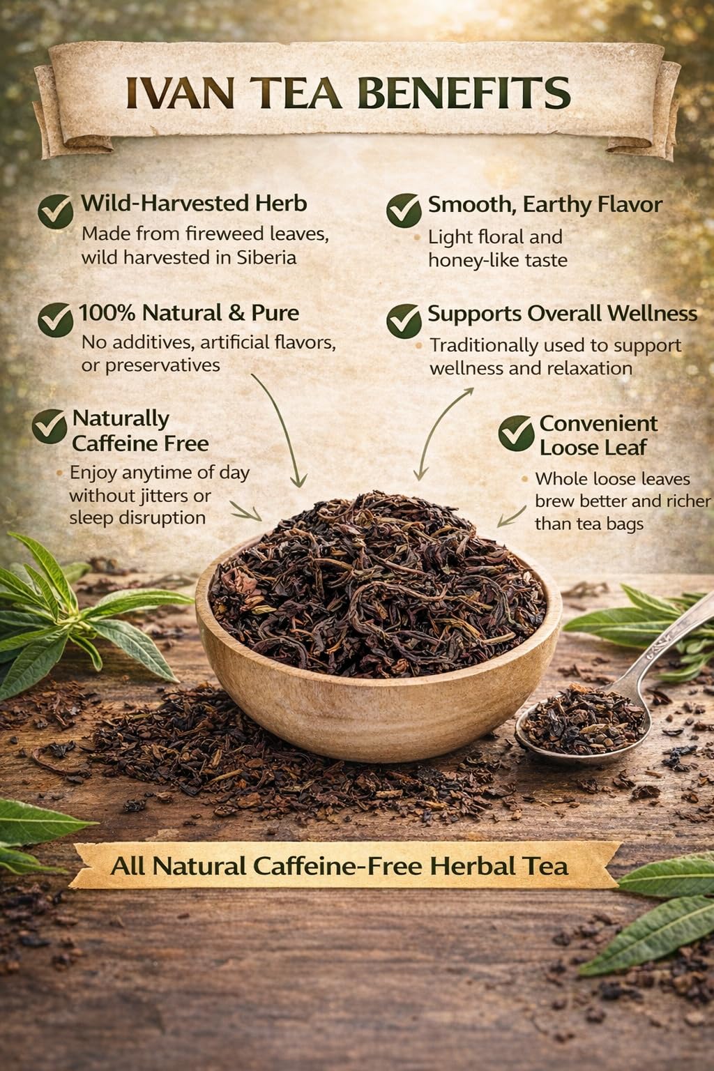 ChagaTeaShop herbs steeping in cup releasing soothing aroma.