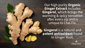 Chai Fix spices image shows organic ginger and cardamom for bold flavor.