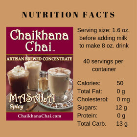 Chaikhana Chai organic tea ginger and spices visible in the bottle