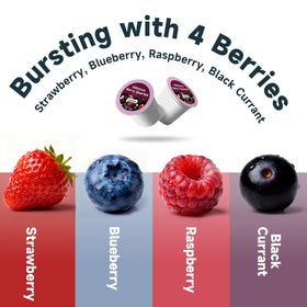 Chaism Hibiscus Berry Quartet ingredients list highlights real fruit pieces and clean sourcing.