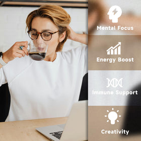 Chaism mushroom coffee pods Cordyceps close-up for concentration benefits.