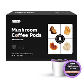 Chaism Mushroom Coffee Pods pack shot for on-the-go focus