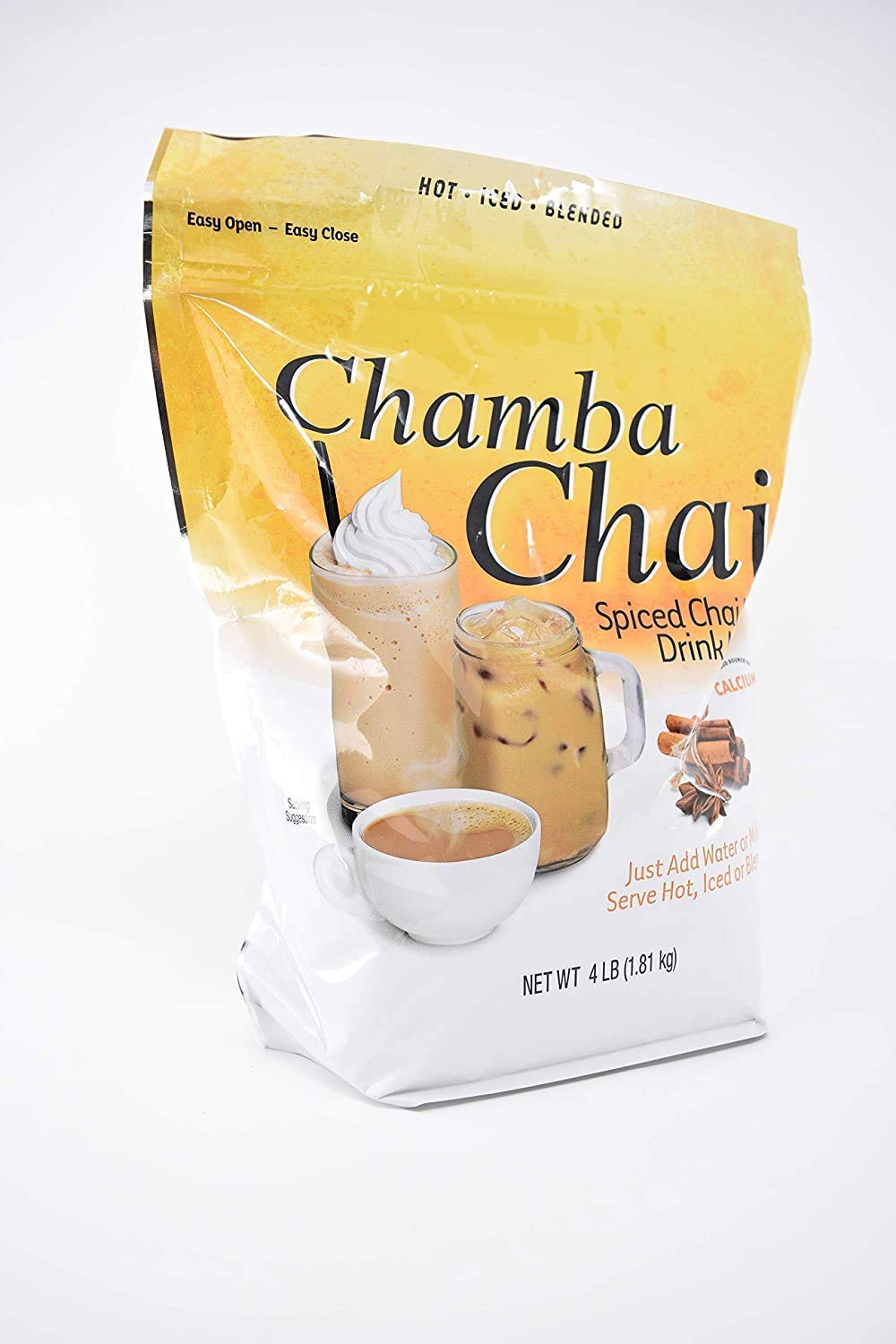 Chamba Chai Spiced Chai Latte Drink Mix in 4lb resealable bag for easy, cozy lattes