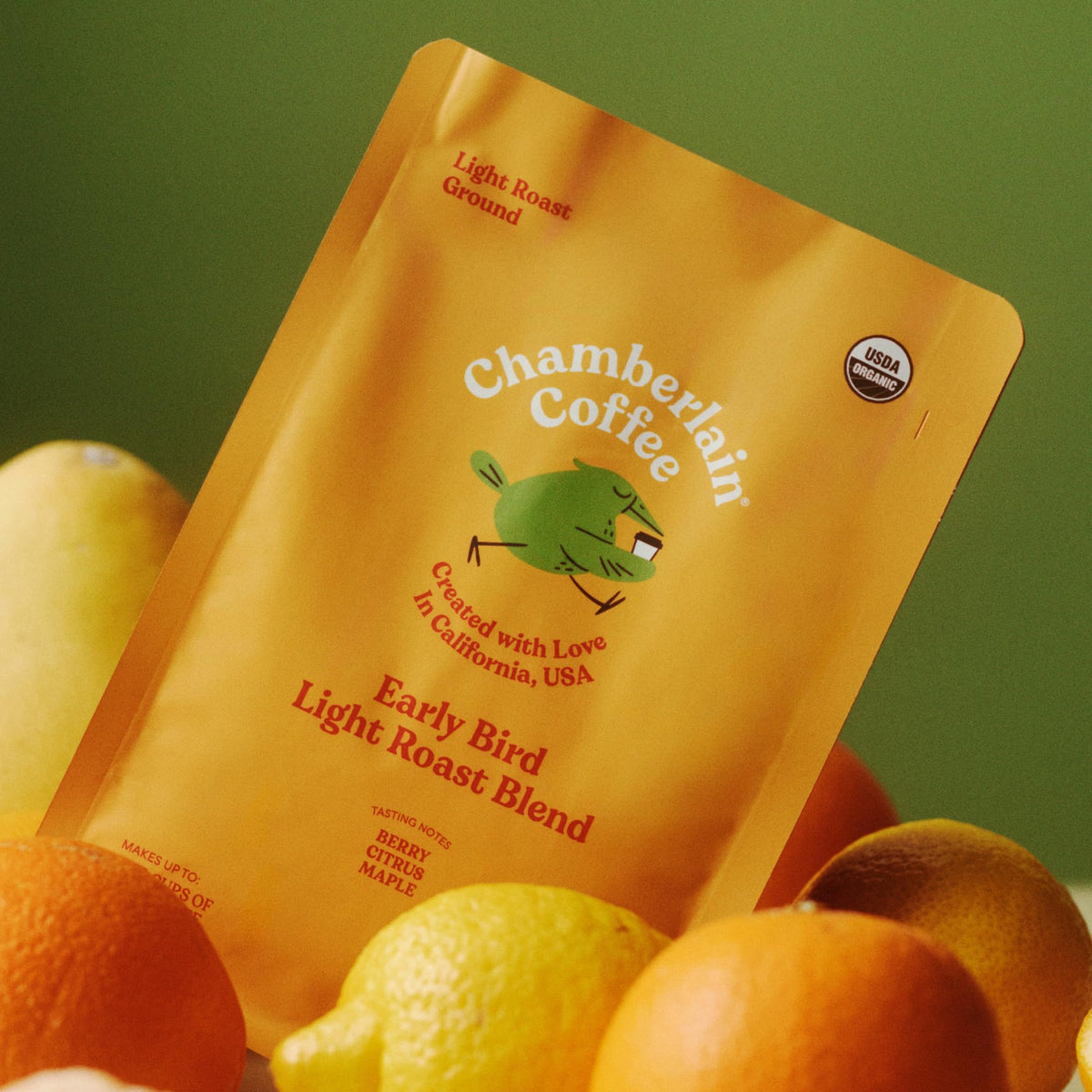 Chamberlain Coffee bag with grinder ready for fast, convenient prep.
