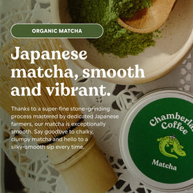 Chamberlain Coffee ceremonial matcha poured over ice for a refreshing beverage.