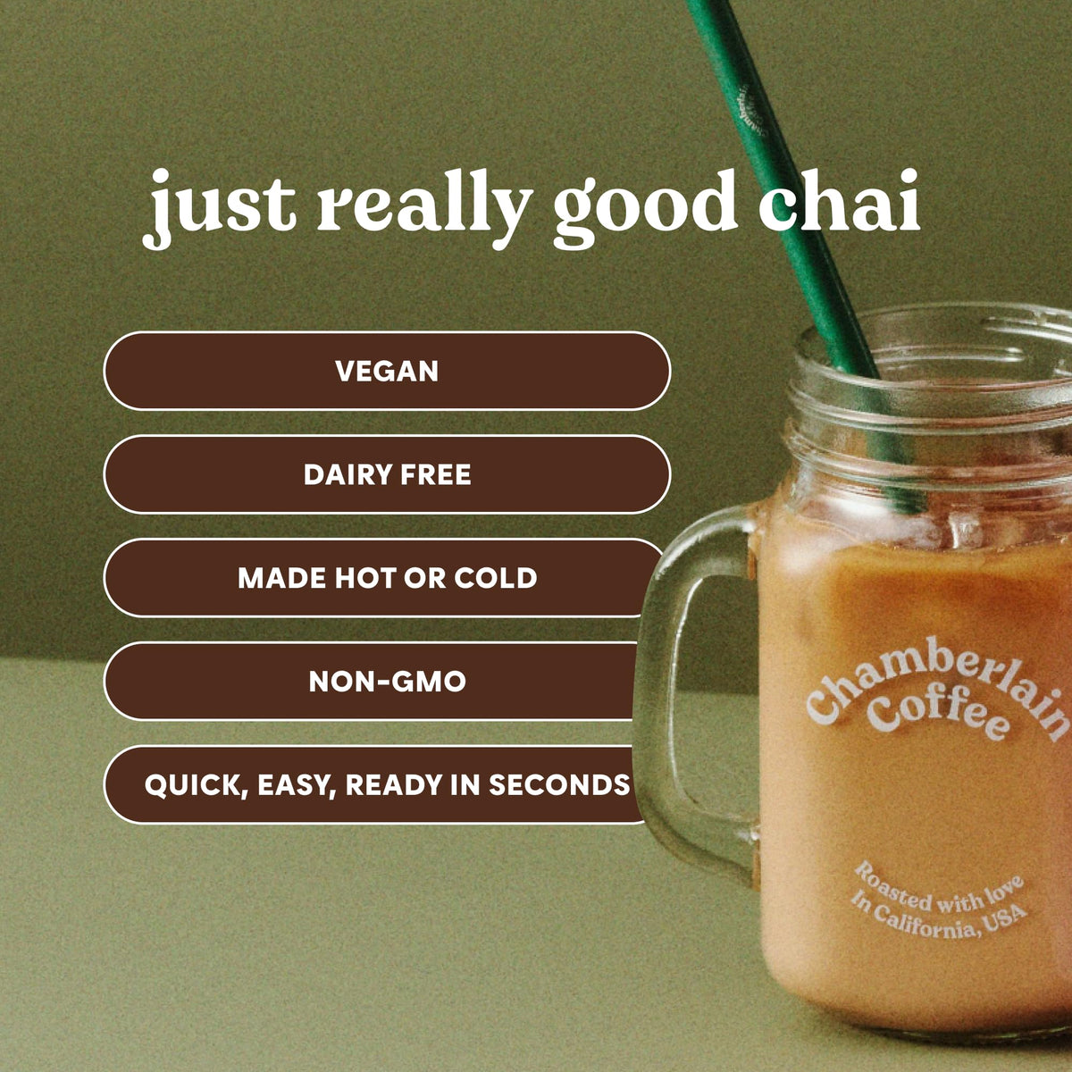 Chamberlain Coffee chai iced latte in glass with vanilla spice notes